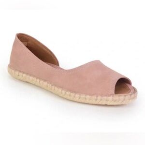 NWT Verbenas Cruz Suede Leather Rose Pink Espadrille Flat Shoe Peep Toe EU40 / 9